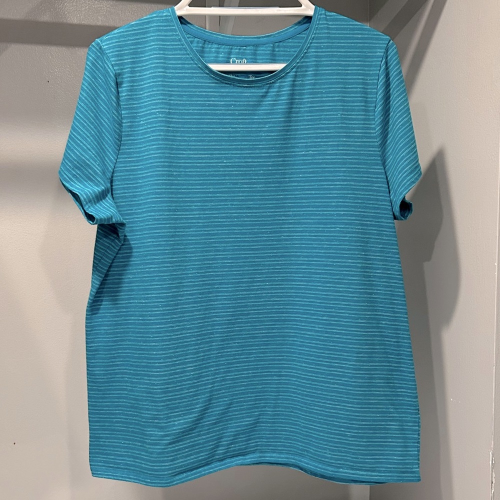 Croft & Barrow Turquoise Striped Classic Tee